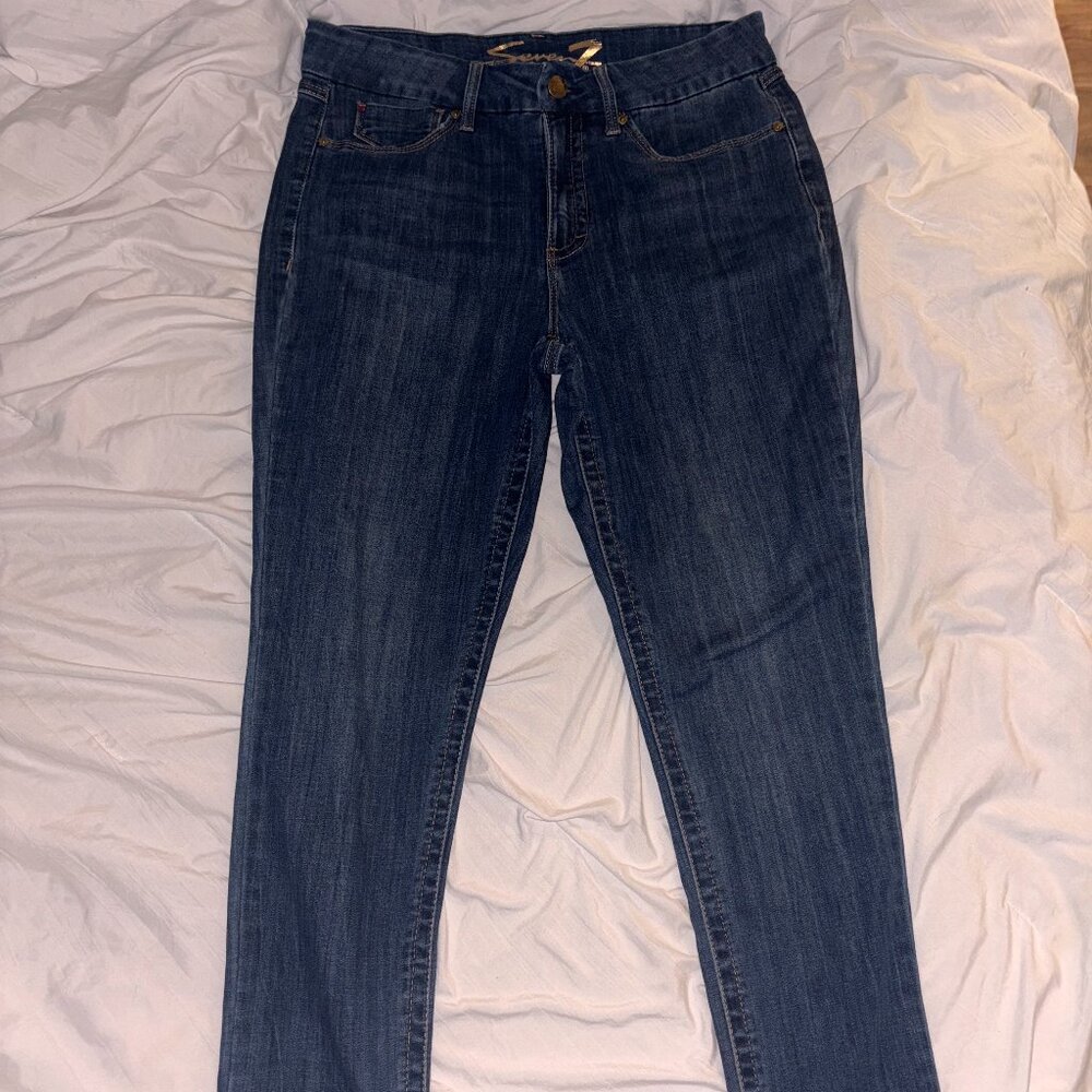 Seven7 for All Mankind Tummyless High Rise Skinny Jeans 12 Regular Stretch Denim